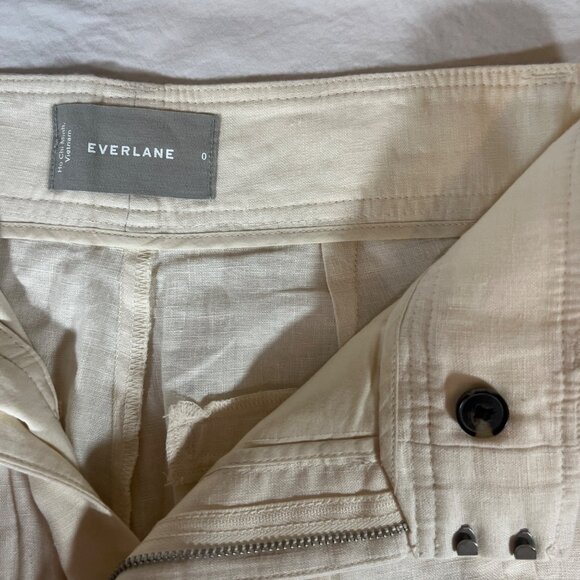 Everlane Womens Linen Way High Drape Pant in Ivory Size 0 Natural Color Coastal - Picture 4 of 7